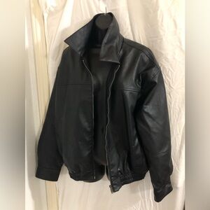 Stoosh black pleather oversized bomber style jacket size‎ large new